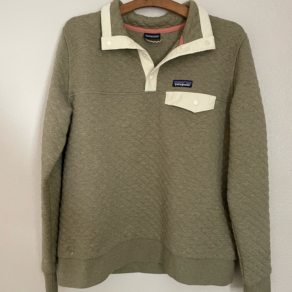 Patagonia quilted snap t pullover - sage khaki medium